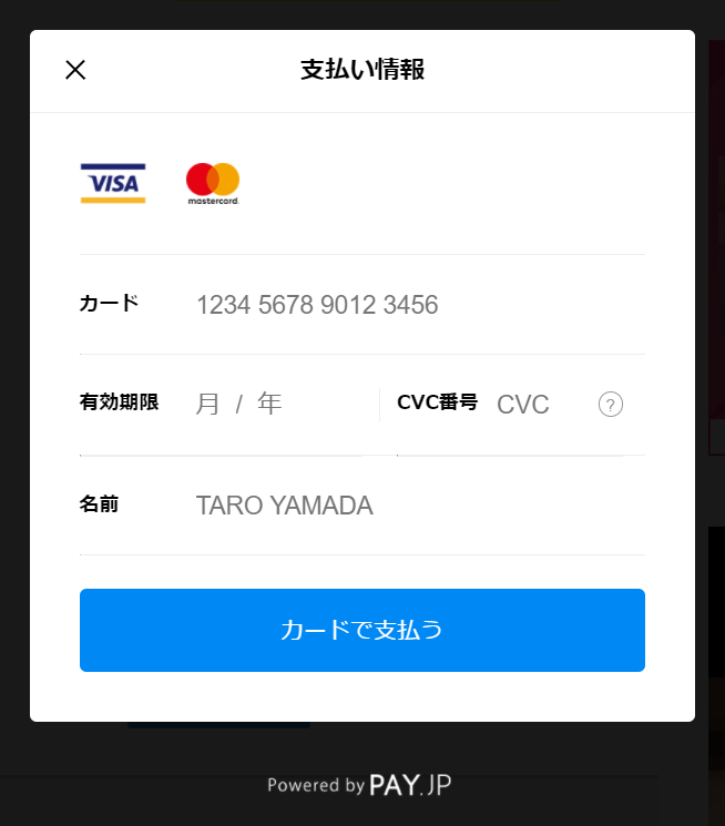 決済画面例